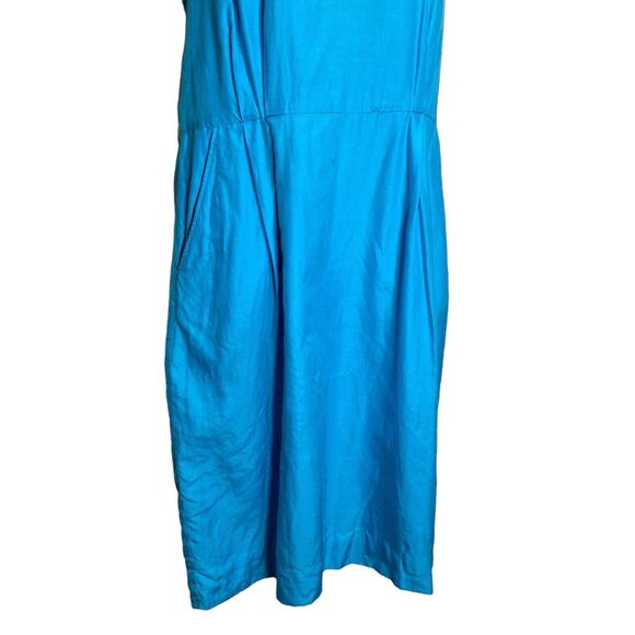 Banana Republic Dress Womens 8 Blue Silk Blend Scoop Neck Knee Length Strappy - Picture 8 of 10